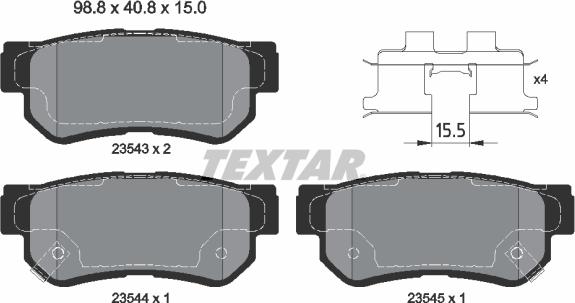 Textar 2354306 - Bremsbelagsatz, Scheibenbremse alexcarstop-ersatzteile.com