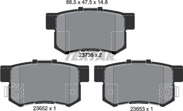 Textar 2365201 - Bremsbelagsatz, Scheibenbremse alexcarstop-ersatzteile.com