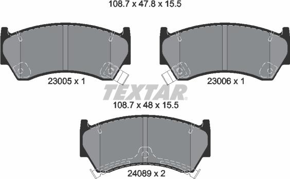 Textar 2300501 - Bremsbelagsatz, Scheibenbremse alexcarstop-ersatzteile.com