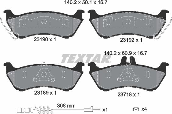 Textar 2319002 - Bremsbelagsatz, Scheibenbremse alexcarstop-ersatzteile.com