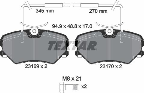 Textar 2316901 - Bremsbelagsatz, Scheibenbremse alexcarstop-ersatzteile.com