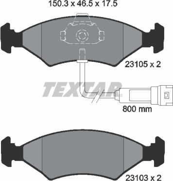 Textar 2310501 - Bremsbelagsatz, Scheibenbremse alexcarstop-ersatzteile.com