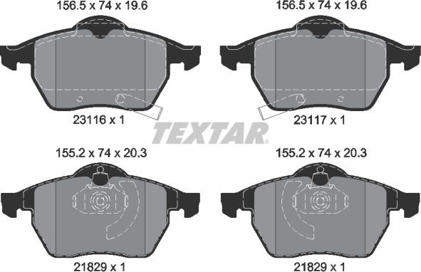 Textar 2311602 - Bremsbelagsatz, Scheibenbremse alexcarstop-ersatzteile.com