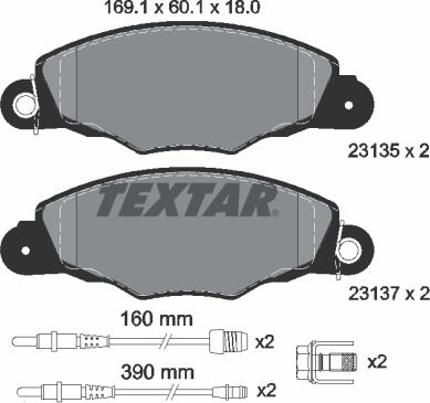 Textar 2313503 - Bremsbelagsatz, Scheibenbremse alexcarstop-ersatzteile.com