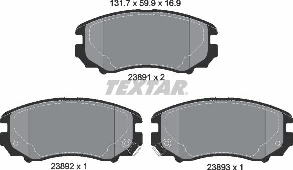 Textar 2389101 - Bremsbelagsatz, Scheibenbremse alexcarstop-ersatzteile.com