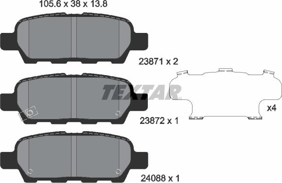 Textar 2387101 - Bremsbelagsatz, Scheibenbremse alexcarstop-ersatzteile.com