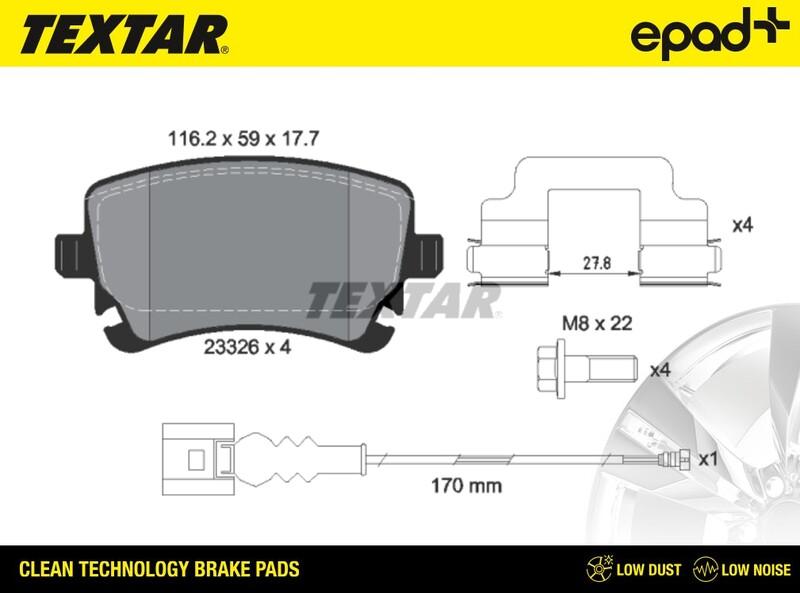 Textar 2332602CP - Bremsbelagsatz, Scheibenbremse alexcarstop-ersatzteile.com