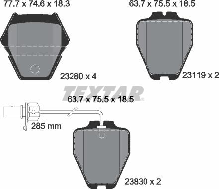 Textar 2328001 - Bremsbelagsatz, Scheibenbremse alexcarstop-ersatzteile.com