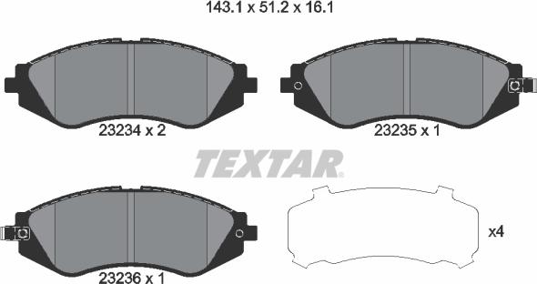 Textar 2323401 - Bremsbelagsatz, Scheibenbremse alexcarstop-ersatzteile.com