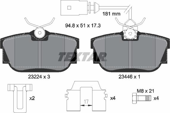 Textar 2322416 - Bremsbelagsatz, Scheibenbremse alexcarstop-ersatzteile.com