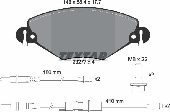 Textar 2327701 - Bremsbelagsatz, Scheibenbremse alexcarstop-ersatzteile.com