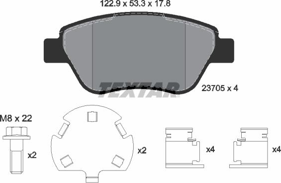 Textar 2370507 - Bremsbelagsatz, Scheibenbremse alexcarstop-ersatzteile.com