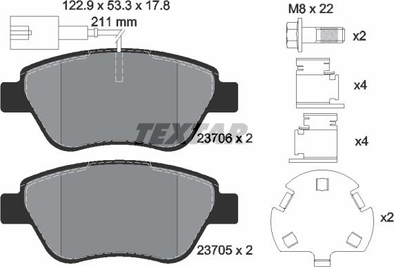 Textar 2370601 - Bremsbelagsatz, Scheibenbremse alexcarstop-ersatzteile.com