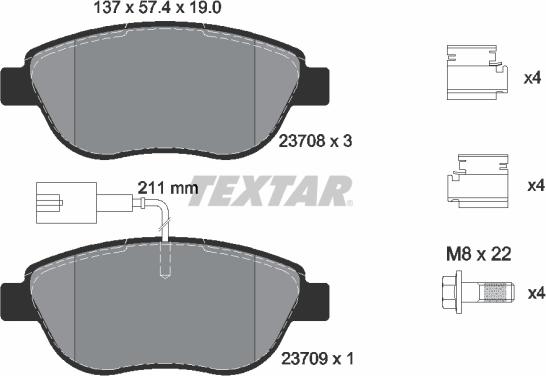 Textar 89016300 - Bremsensatz, Scheibenbremse alexcarstop-ersatzteile.com