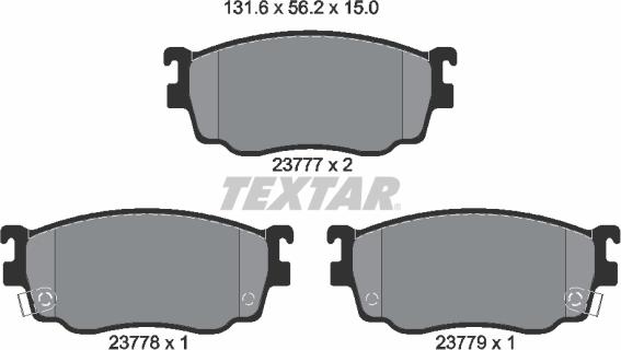 Textar 2377701 - Bremsbelagsatz, Scheibenbremse alexcarstop-ersatzteile.com