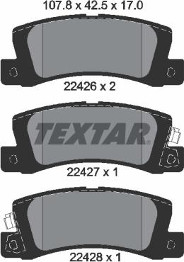 Textar 2242601 - Bremsbelagsatz, Scheibenbremse alexcarstop-ersatzteile.com