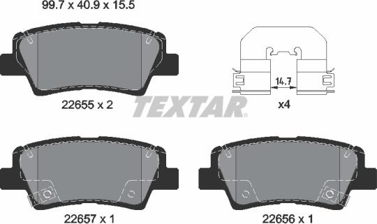 Textar 2265501 - Bremsbelagsatz, Scheibenbremse alexcarstop-ersatzteile.com