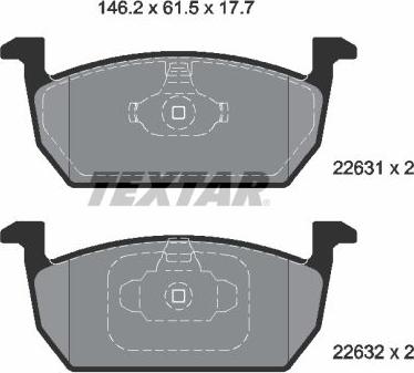 Textar 2263101 - Bremsbelagsatz, Scheibenbremse alexcarstop-ersatzteile.com