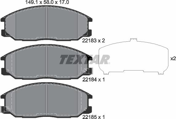 Textar 2218301 - Bremsbelagsatz, Scheibenbremse alexcarstop-ersatzteile.com