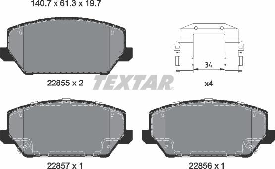 Textar 2285501 - Bremsbelagsatz, Scheibenbremse alexcarstop-ersatzteile.com