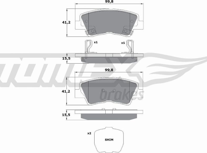 TOMEX brakes TX 17-48 - Bremsbelagsatz, Scheibenbremse alexcarstop-ersatzteile.com