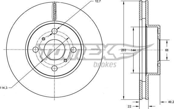 TOMEX brakes TX 70-72 - Bremsscheibe alexcarstop-ersatzteile.com