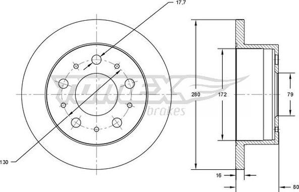 TOMEX brakes TX 71-38 - Bremsscheibe alexcarstop-ersatzteile.com