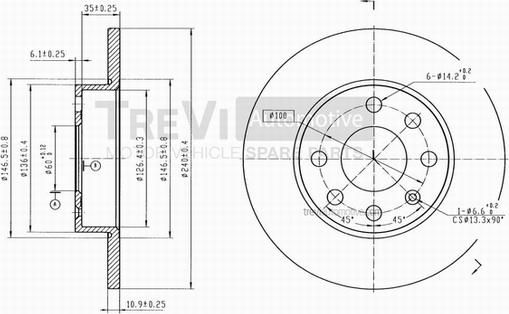 Trevi Automotive BD1045 - Bremsscheibe alexcarstop-ersatzteile.com