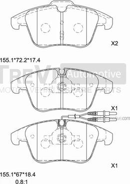 Trevi Automotive PF1499 - Bremsbelagsatz, Scheibenbremse alexcarstop-ersatzteile.com