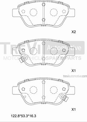 Trevi Automotive PF1496 - Bremsbelagsatz, Scheibenbremse alexcarstop-ersatzteile.com