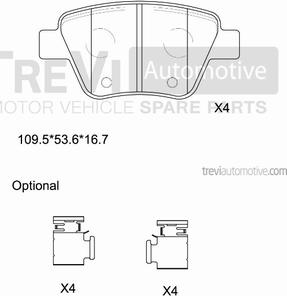 Trevi Automotive PF1451 - Bremsbelagsatz, Scheibenbremse alexcarstop-ersatzteile.com