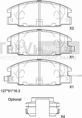 Trevi Automotive PF1564 - Bremsbelagsatz, Scheibenbremse alexcarstop-ersatzteile.com