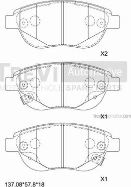 Trevi Automotive PF1312 - Bremsbelagsatz, Scheibenbremse alexcarstop-ersatzteile.com