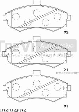 Trevi Automotive PF1281 - Bremsbelagsatz, Scheibenbremse alexcarstop-ersatzteile.com