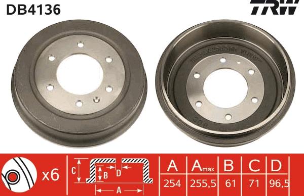 TRW DB4136 - Bremstrommel alexcarstop-ersatzteile.com