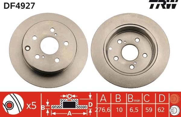 TRW DF4927 - Bremsscheibe alexcarstop-ersatzteile.com