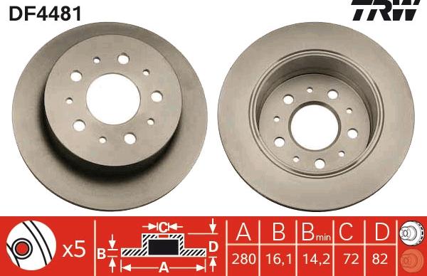 TRW DF4481 - Bremsscheibe alexcarstop-ersatzteile.com