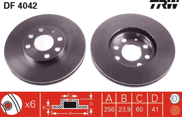 TRW DF4042 - Bremsscheibe alexcarstop-ersatzteile.com