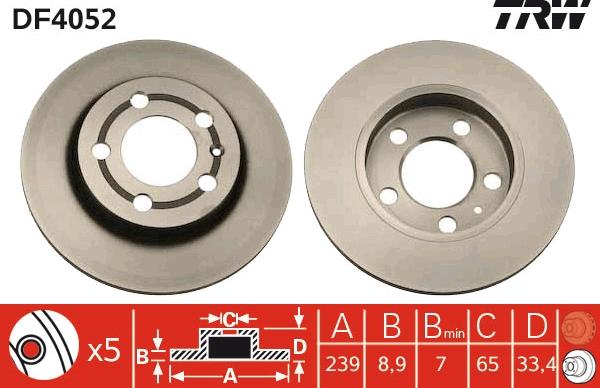 TRW DF4052 - Bremsscheibe alexcarstop-ersatzteile.com