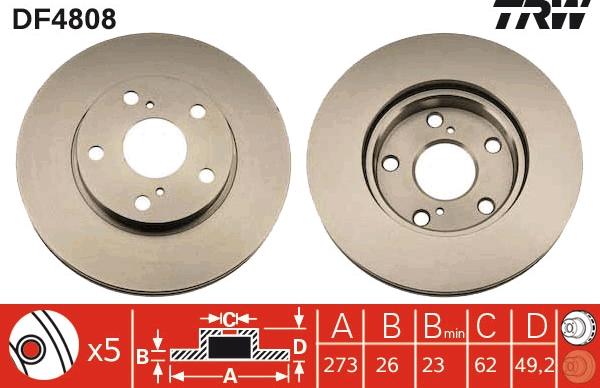 TRW DF4808 - Bremsscheibe alexcarstop-ersatzteile.com