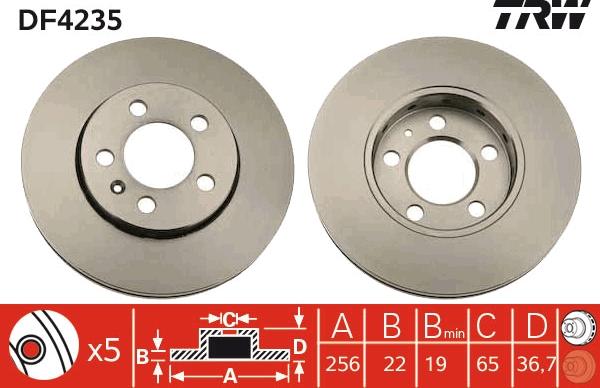 TRW DF4235 - Bremsscheibe alexcarstop-ersatzteile.com