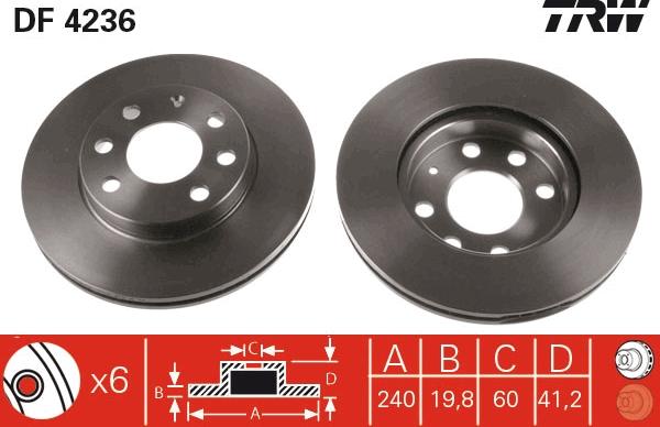 TRW DF4236 - Bremsscheibe alexcarstop-ersatzteile.com