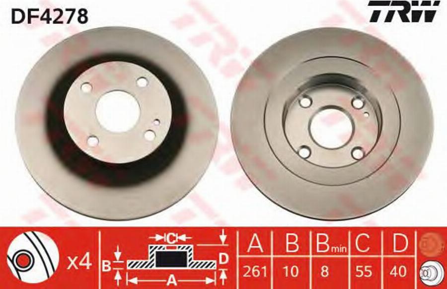 TRW DF4278BP - Bremsscheibe alexcarstop-ersatzteile.com