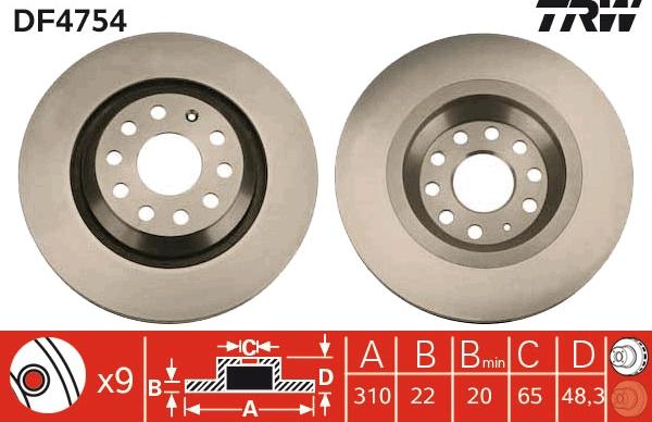 TRW DF4754 - Bremsscheibe alexcarstop-ersatzteile.com