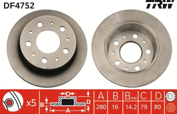 TRW DF4752 - Bremsscheibe alexcarstop-ersatzteile.com