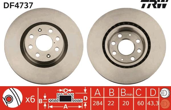 TRW DF4737 - Bremsscheibe alexcarstop-ersatzteile.com