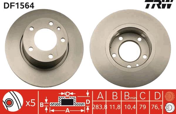 TRW DF1564 - Bremsscheibe alexcarstop-ersatzteile.com