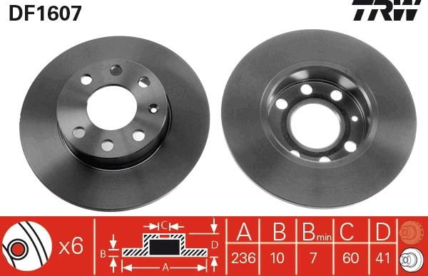 TRW DF1607 - Bremsscheibe alexcarstop-ersatzteile.com