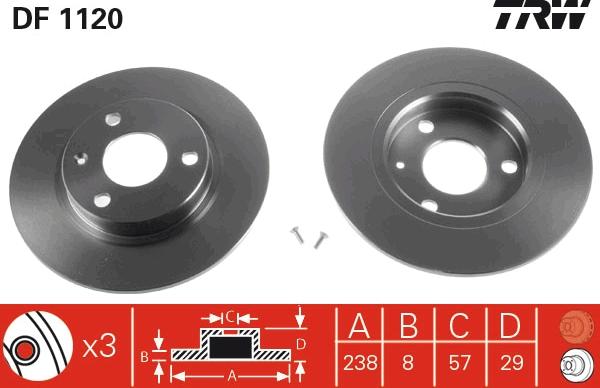 TRW DF1120 - Bremsscheibe alexcarstop-ersatzteile.com