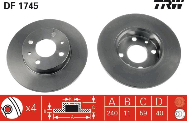 TRW DF1745 - Bremsscheibe alexcarstop-ersatzteile.com